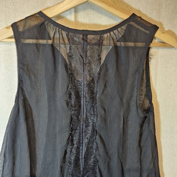 LC Lauren Conrad Black Sheer “Patched & Pieced” Lace Tank Top Whimsygoth Medium - Picture 9 of 11